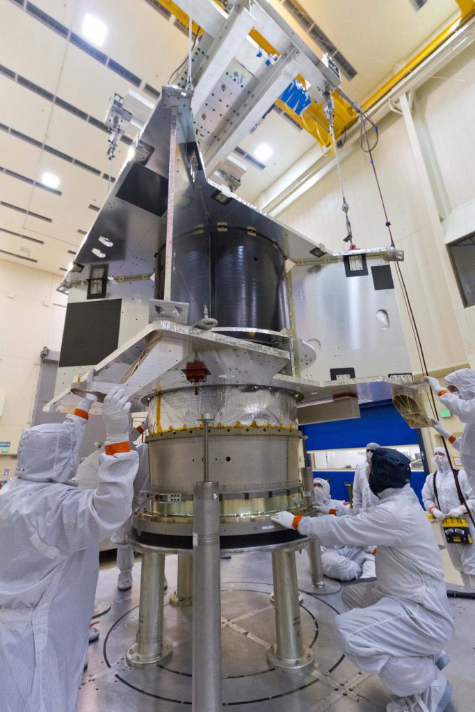 OSIRIS-REx Structure Lift and Installation Over Propellant Tank.