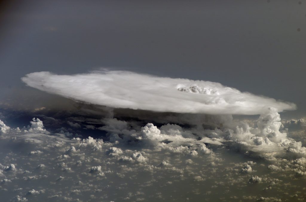 A cumulonimbus cloud over Africa seen from the International Space Station in 2008.