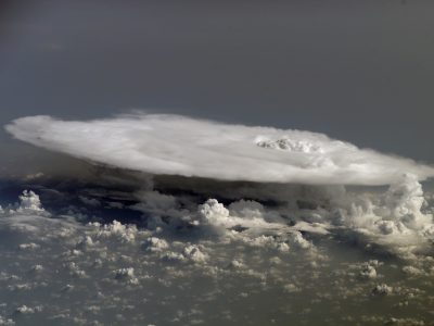 A cumulonimbus cloud over Africa seen from the International Space Station in 2008.
