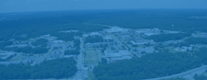 Aerial shot of Goddard Space Flight Center with a blue tint.