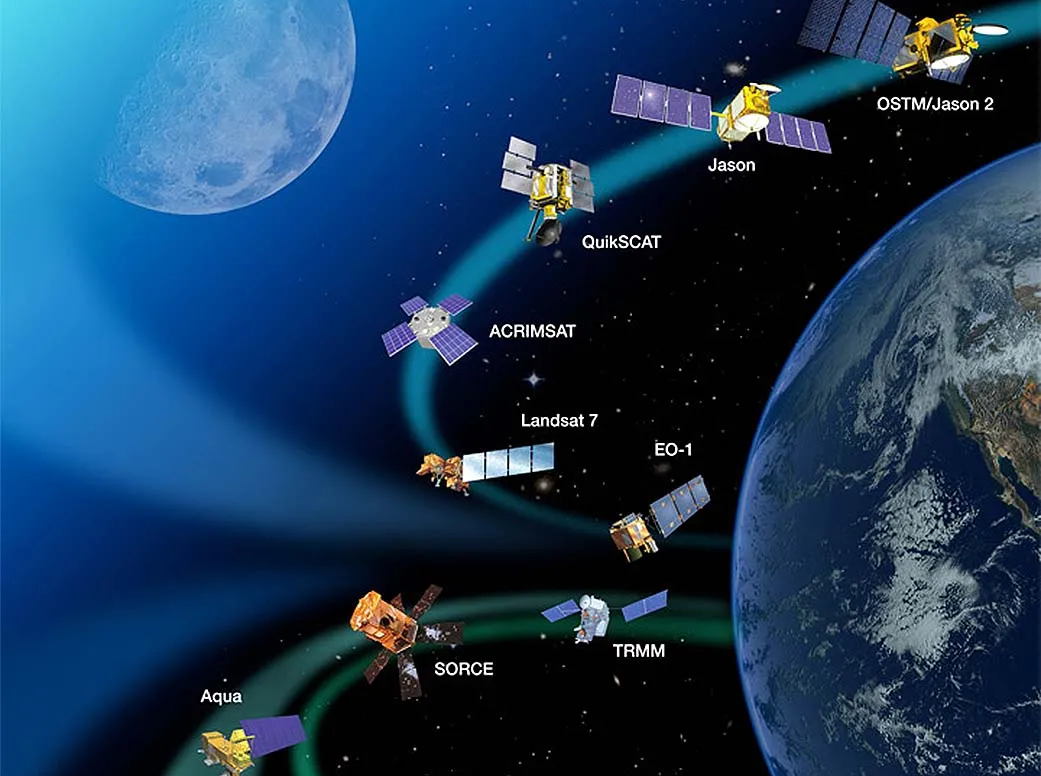 Pictured are some of the NASA Earth science satellite projects Code 585 has supported.