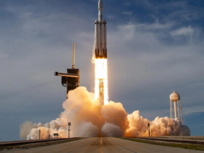 A SpaceX Falcon Heavy rocket carrying the National Oceanic and Atmospheric Administration (NOAA) GOES-U (Geostationary Operational Environmental Satellite U) lifts off from Launch Complex 39A at NASA’s Kennedy Space Center in Florida on Tuesday, June 25, 2024.