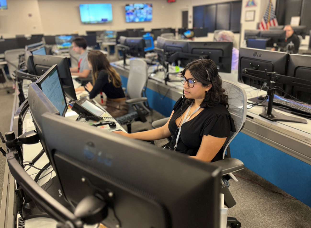 Flight Dynamics Facility team in mission room supporting successful launch of Boeing Starliner