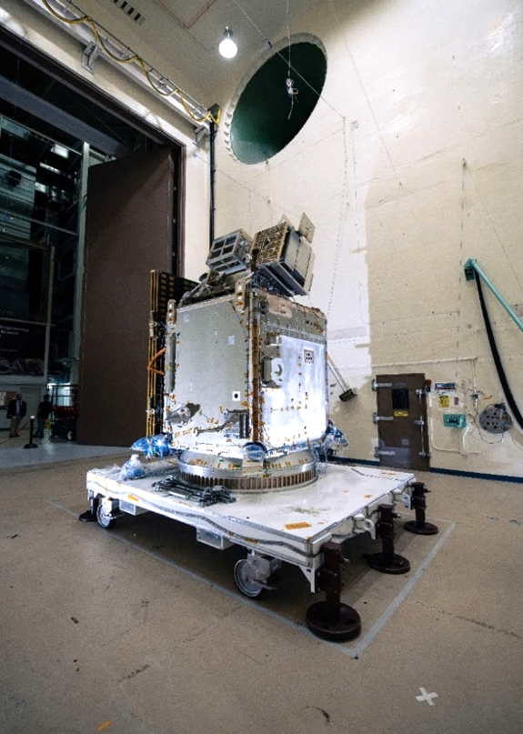 Plankton, Aerosol, Cloud, ocean Ecosystem (PACE) Structural Verification Unit (SVU) in the Acoustic Facility.