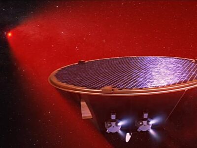 LISA will observe a passing gravitational wave directly by measuring the tiny changes in distance between freely falling proof masses inside spacecraft with its high precision measurement system. Credit: AEI/MM/exozet