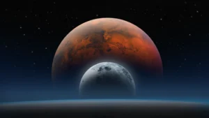 Mars and moon illustration