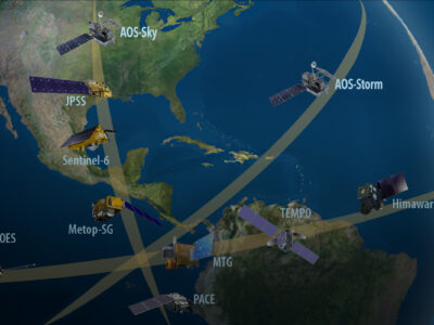 Atmosphere Observing System (AOS) Satellites over Earth