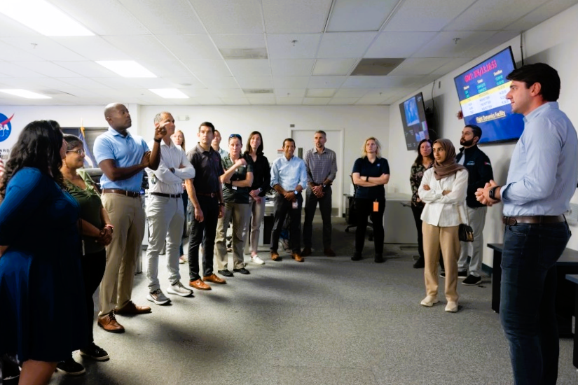 In 2021, astronaut candidates visit the Flight Dynamics Facility.