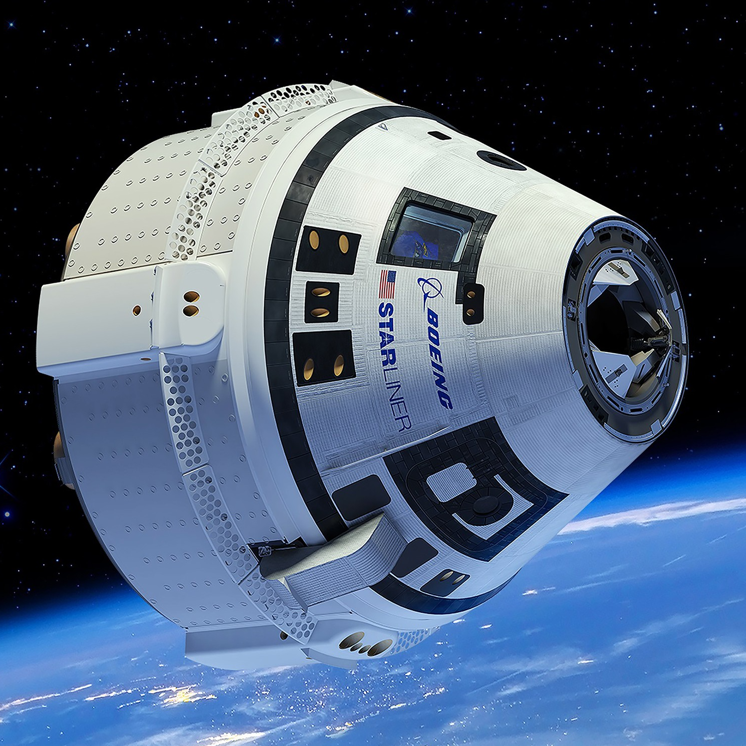 In this illustration, a Boeing CST-100 Starliner spacecraft is shown in low-Earth orbit.