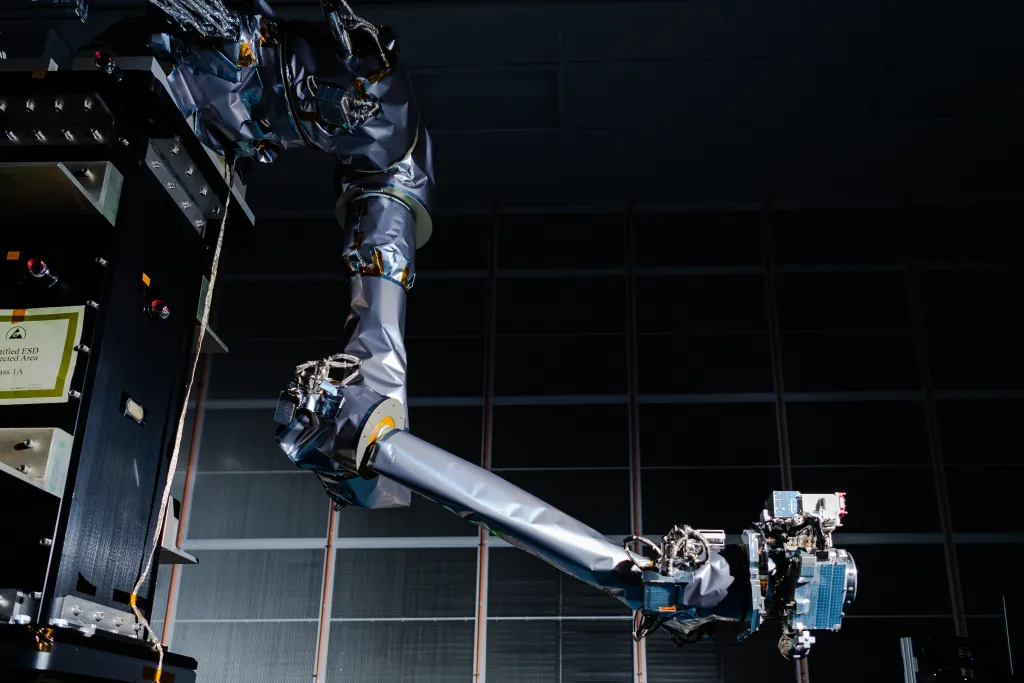 The OSAM-1 Robotic Servicing Arm in the cleanroom.